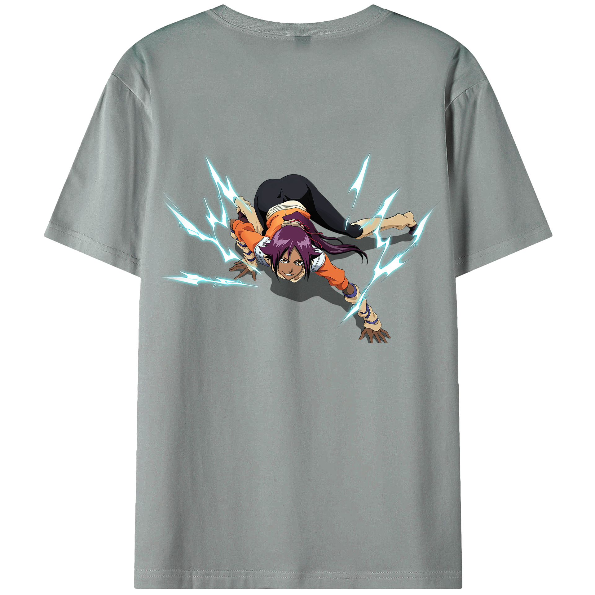 （画像用） ブリーチ 四楓院 夜一（しほういん よるいち） BLEACH Shihouin Yoruichi 綿100％ メンズ半袖Tシャツ（バックプリント） 通気性